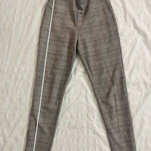 Women’s Zara Basic Tan Plaid Print Soft Stretchy Dress Pant Leggings - Size XS